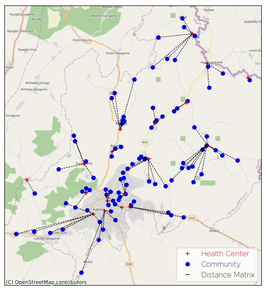 Nearest Health Facilities Among Communities in Ho Municipal